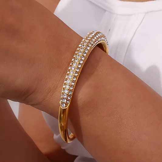 Chunky Zircon Pearl Cuff Bracelet