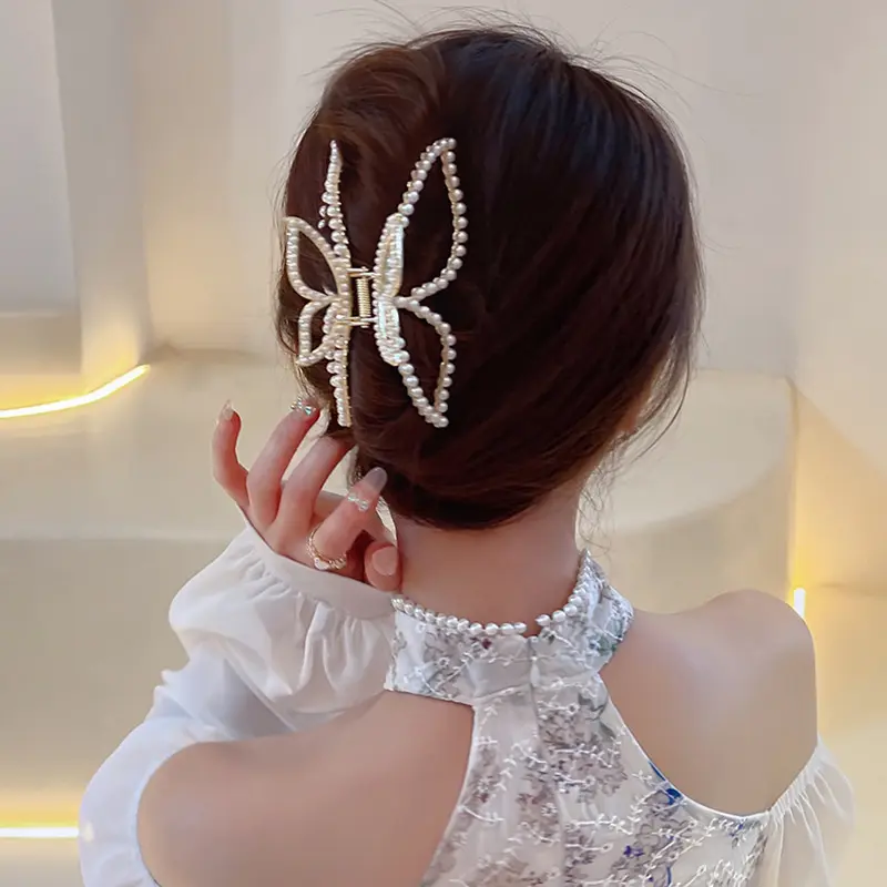 Rhinestone Metal Butterfly Claw