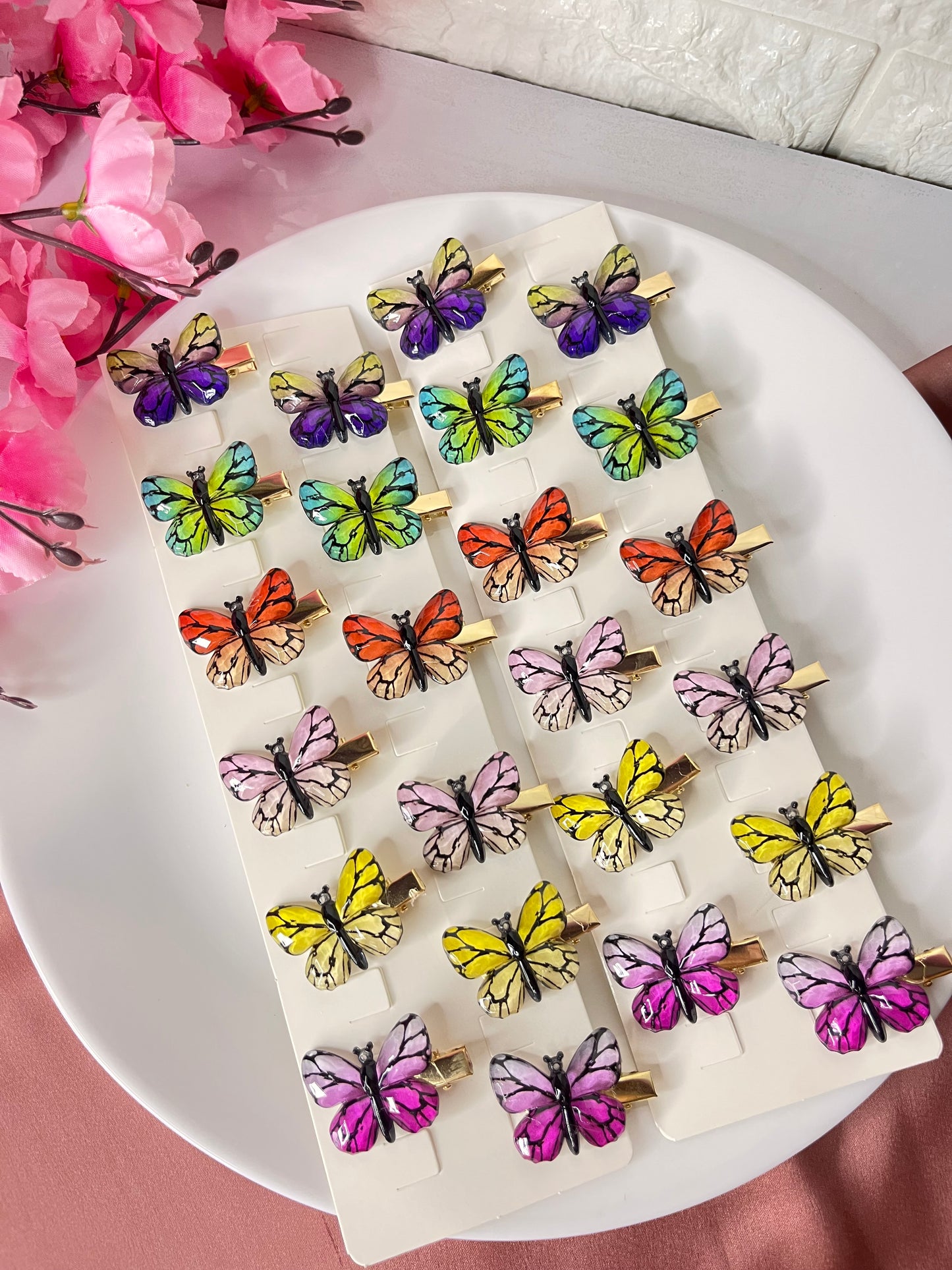 Crystal Butterfly Clips ( 1 pair )