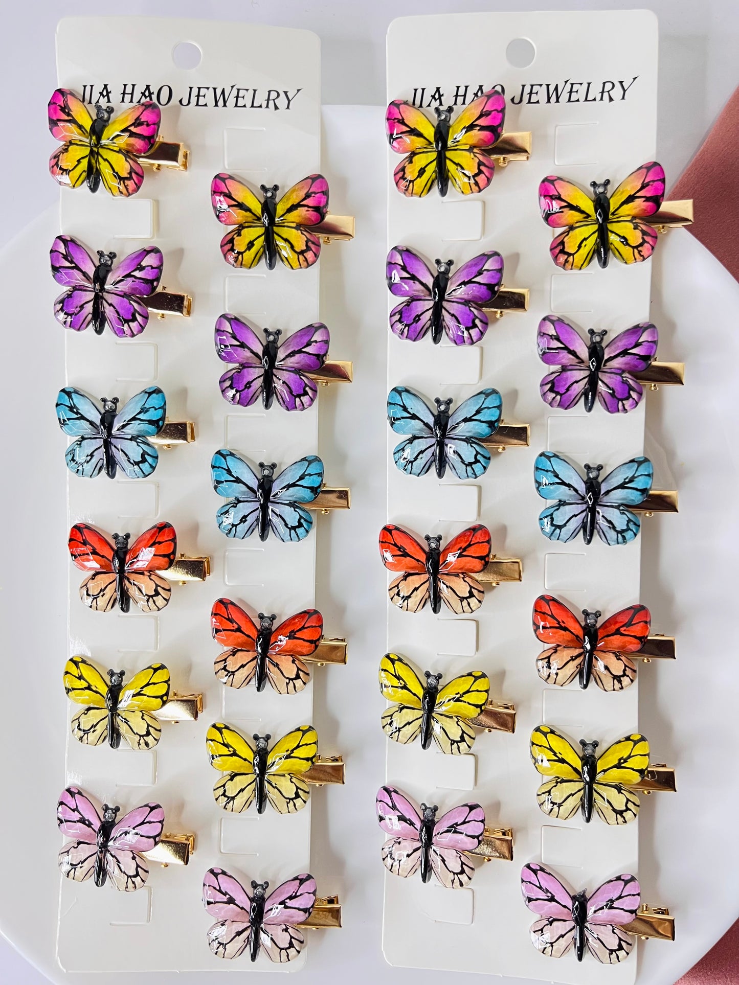 Crystal Butterfly Clips ( 1 pair )