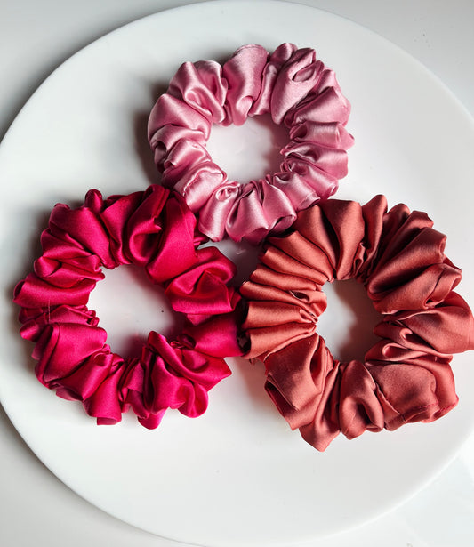 Fluffy Satin Scrunchies