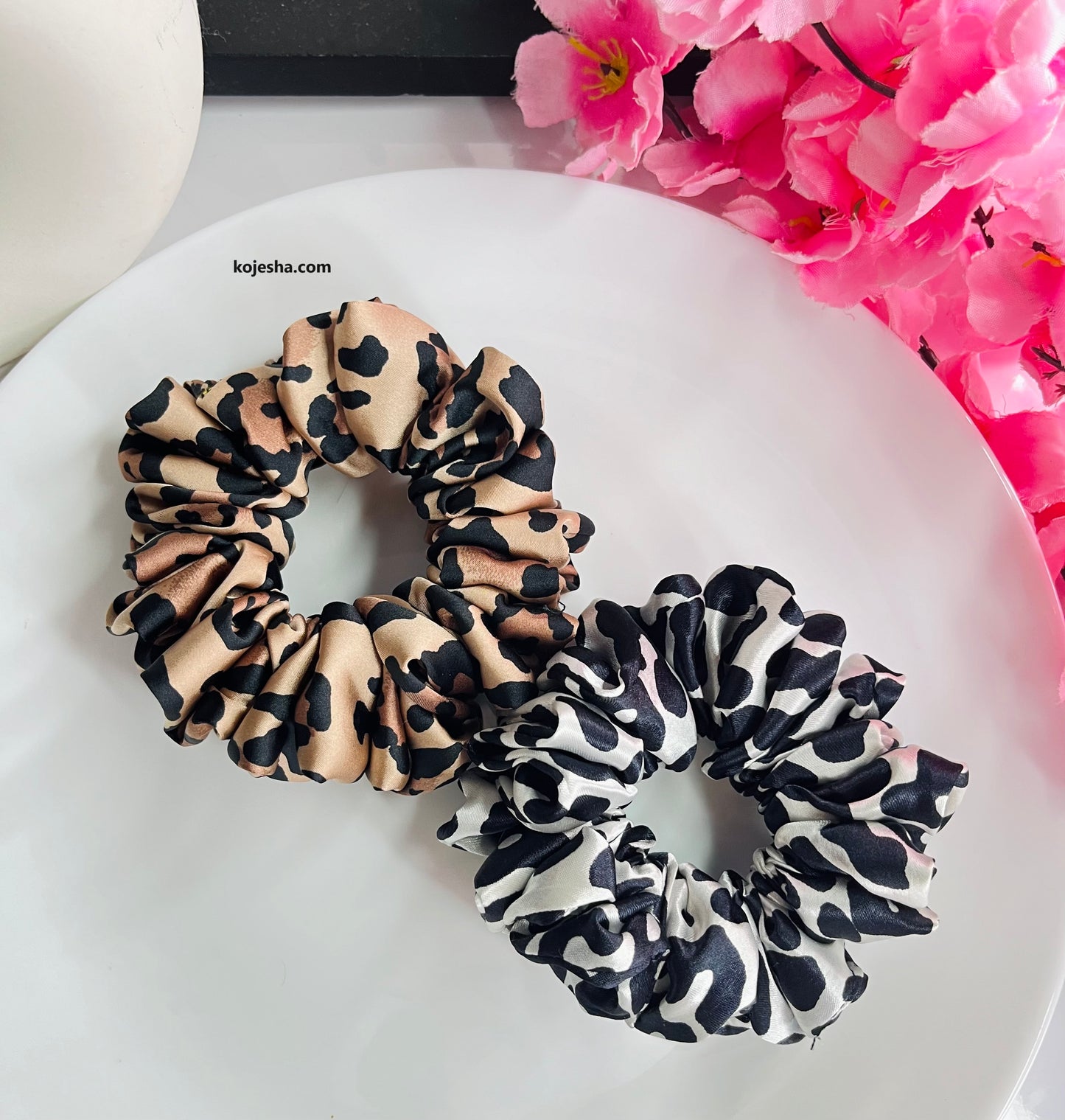 Stylish Printed Satin Scrunchies