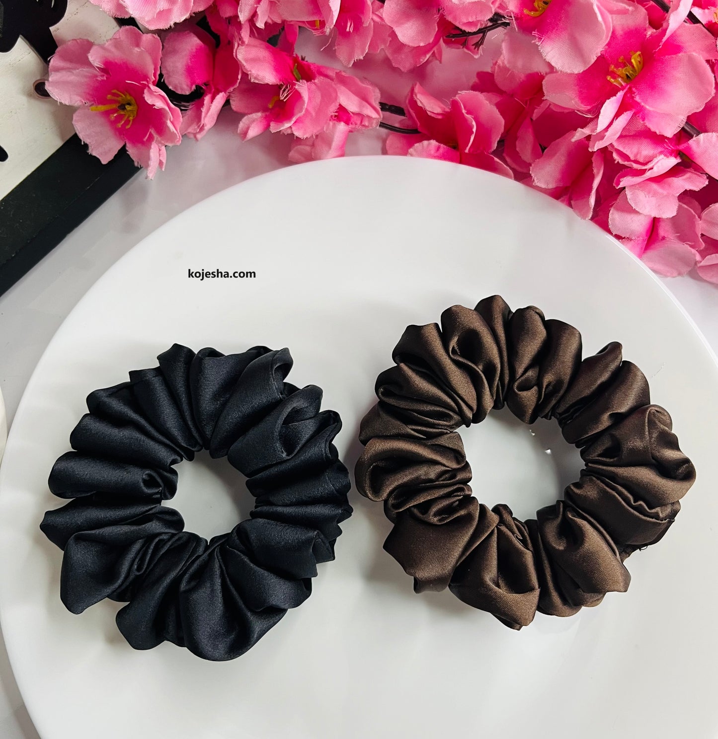 Black Satin Scrunchies