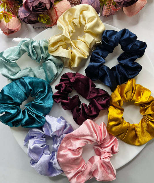 Satin Scrunchies Pack of 8