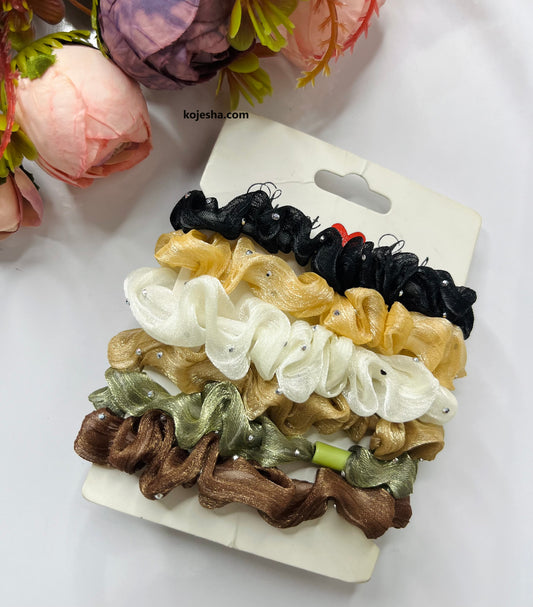 Organza Skinny Scrunchies | Pack of 6 Hair Ties