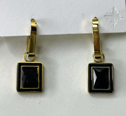 Classy Black Square Cubic Hoop Earrings