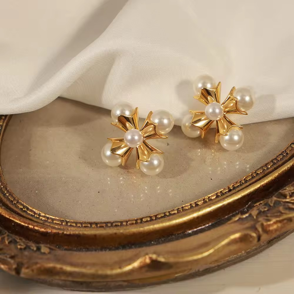 Gold Plated Pearl Earrings